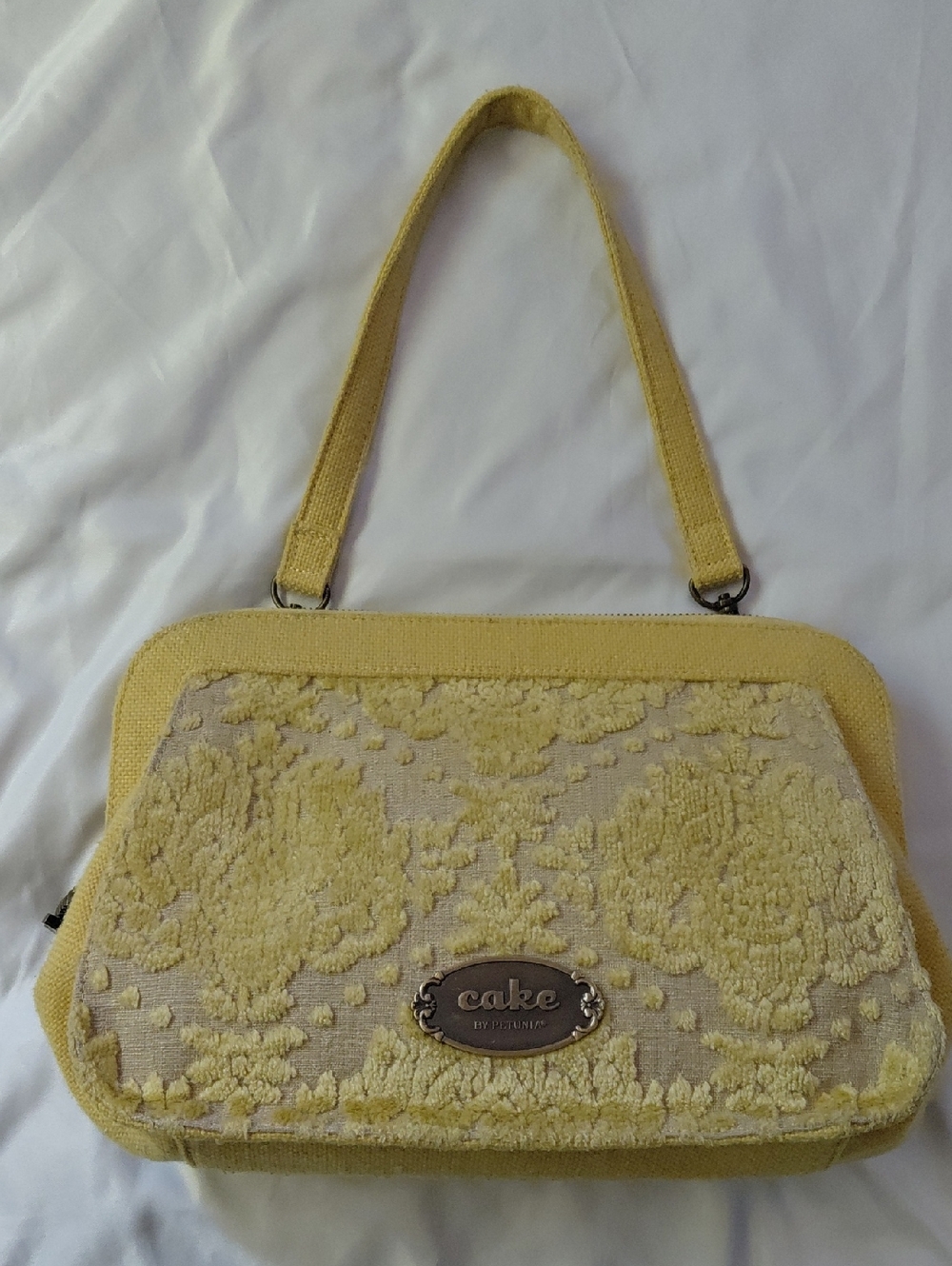 Petunia Pickle Bottom Cake Cameo Clutch Yellow Jacquard